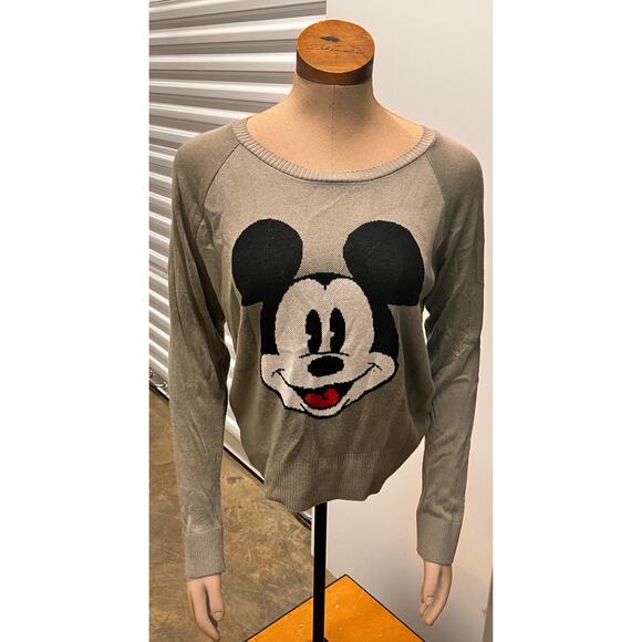 Disney Sweaters - Disney Mickey Mouse Sweater Top XL Women's Gray Grey Long‎ Sleeve
